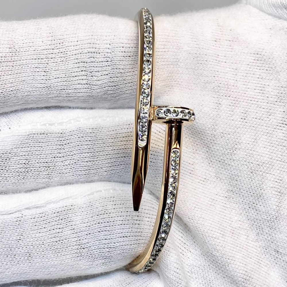 New UNISEX 14K Rose Gold Filled Nail w/CZ Crystals